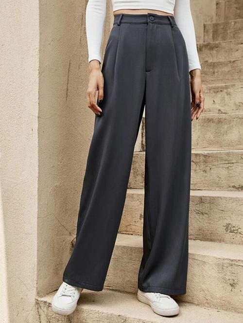 women solid high rise korean pants  - 21727597 - Very Small Image - 1