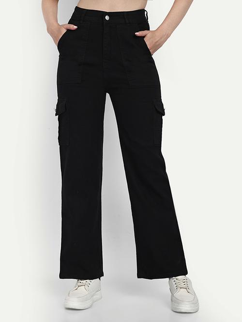 women solid high rise denim cargo - 21727852 - Very Small Image - 1