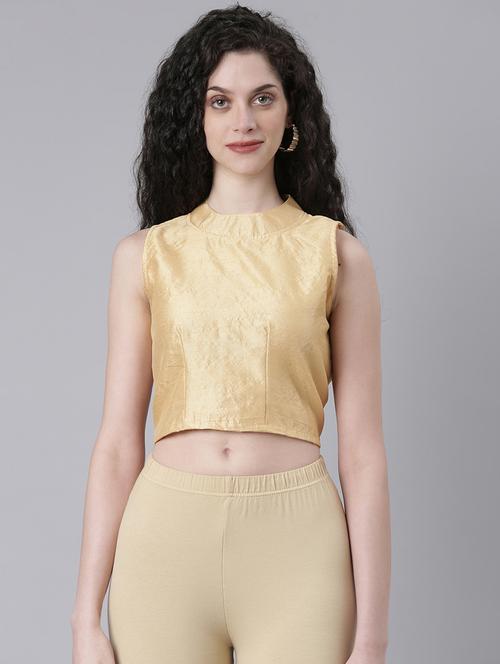 women beige solid stitched blouse - 21727983 - Very Small Image - 1