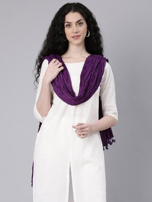 women purple solid dupatta - 21728016 - Very Small Image - 1
