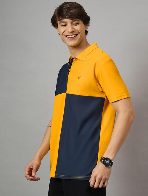 men loose fit color block polo t-shirt - 21728060 - Very Small Image - 1
