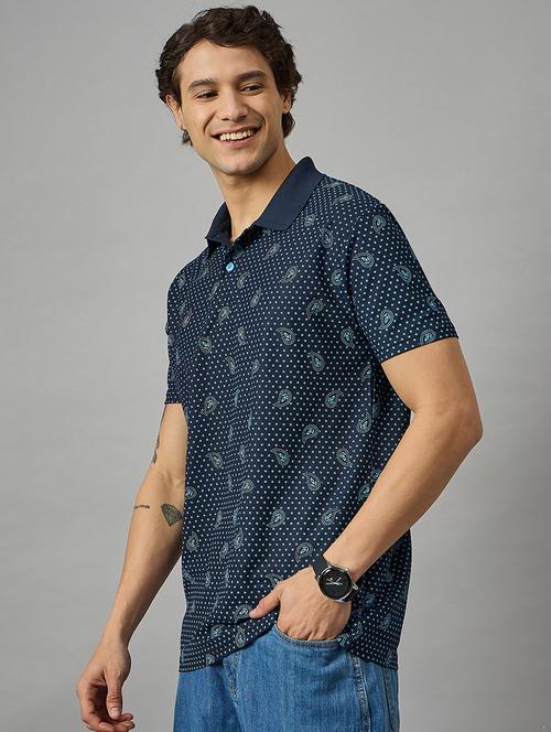 men loose fit paisley print polo t-shirt - 21728067 - Very Small Image - 1