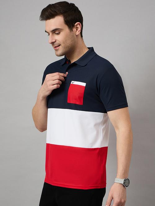 men short sleeves color block polo t-shirt - 21728086 - Very Small Image - 1
