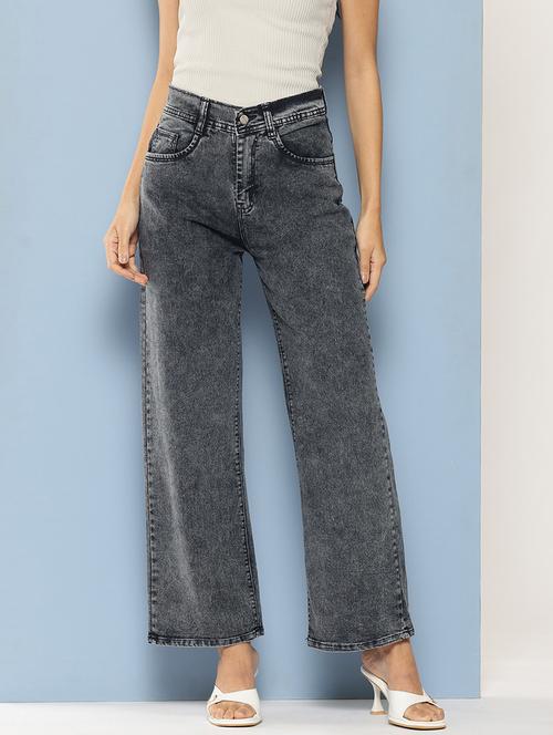 women solid high rise straight fit jean - 21728115 - Very Small Image - 1