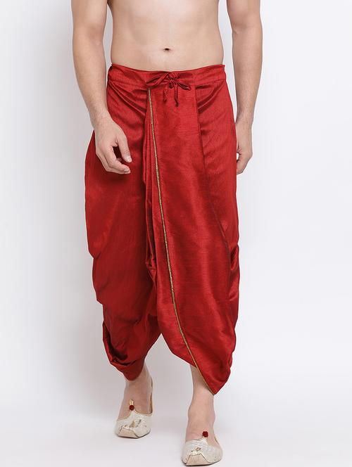 men maroon solid dhoti ethnic bottom wear - 21728424 - Very Small Image - 1
