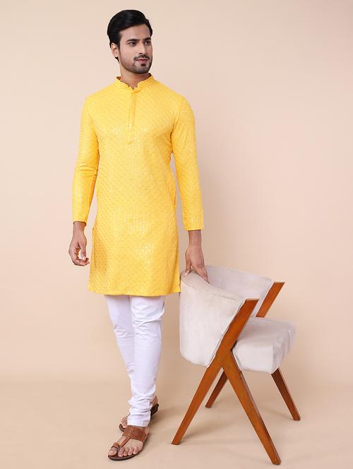 men embroidered kurta churidar ethnic wear set - 21728481 - Very Small Image - 1