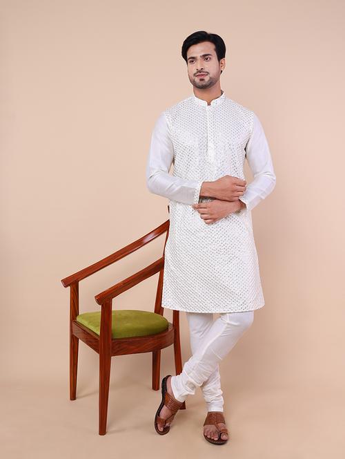 men sequin embroidered kurta churidar set - 21728482 - Very Small Image - 1