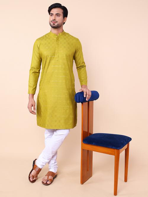 men mandarin neck printed kurta churidar set - 21728488 - Very Small Image - 1