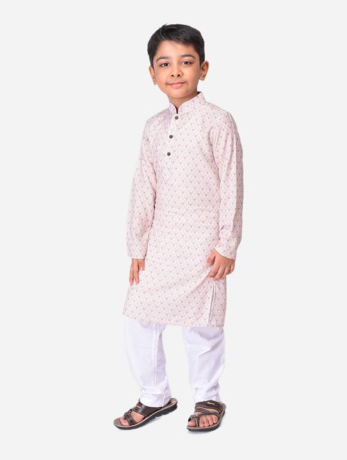 boys off white self design long sleeve kurta - 21728992 - Very Small Image - 1