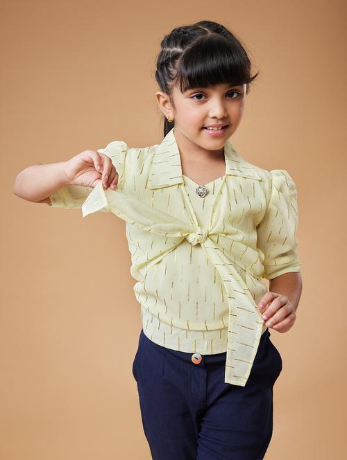 girls self design puff sleeve top - 21729207 - Very Small Image - 1