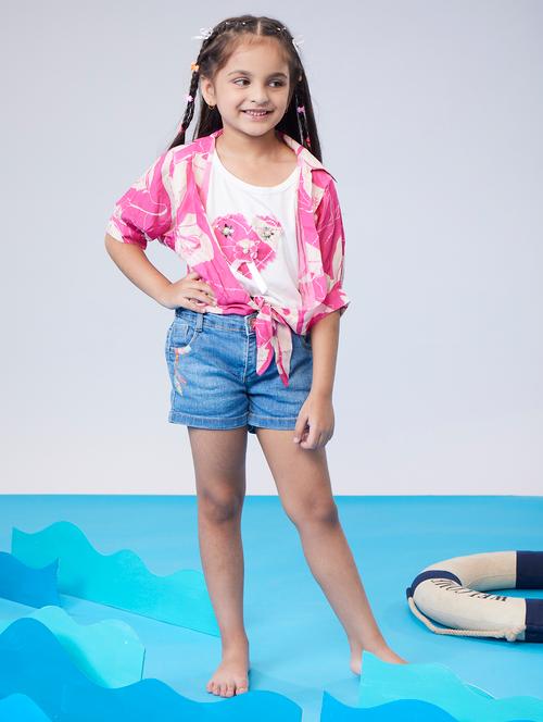 girls pink printed puff sleeve top - 21729208 - Very Small Image - 1