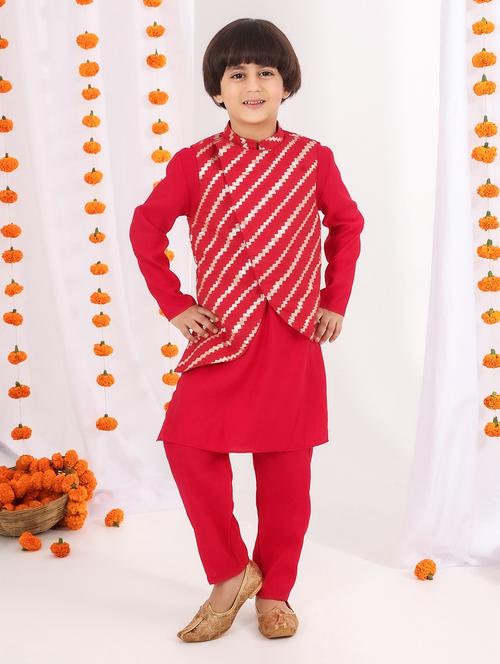 boys striped kurta pajama with jacket - 21729365 - Very Small Image - 1