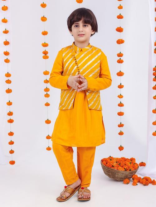 boys striped kurta pajama with jacket - 21729366 - Very Small Image - 1