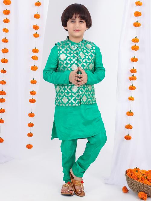 boys self design kurta pajama with jacket - 21729369 - Very Small Image - 1