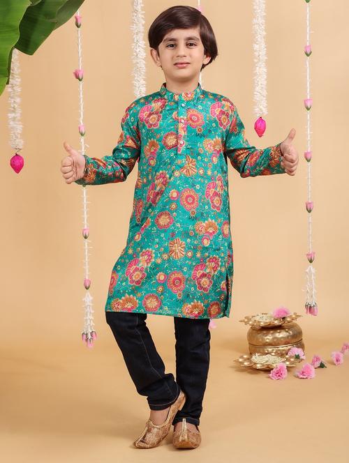 boys floral print long sleeve kurta  - 21729371 - Very Small Image - 1