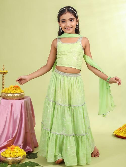 girls foil print lehenga choli with dupatta set - 21729409 - Very Small Image - 1