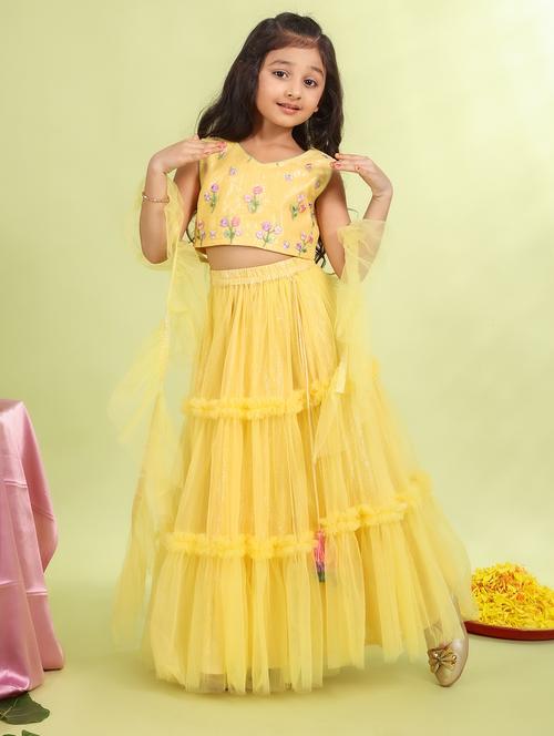 girls floral embroidered lehenga choli with dupatta set - 21729410 - Very Small Image - 1