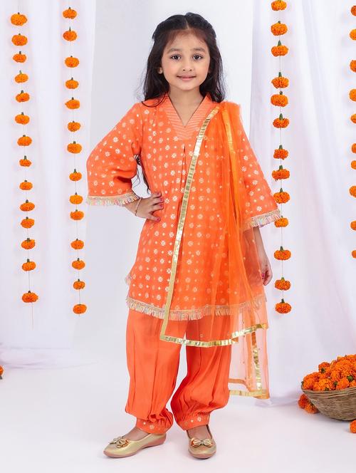 girls self design kurta salwar set with dupatta - 21729417 - Very Small Image - 1