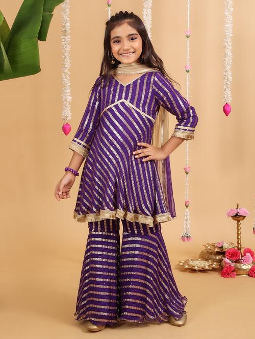 girls self design kurta sharara set with dupatta - 21729418 - Very Small Image - 1