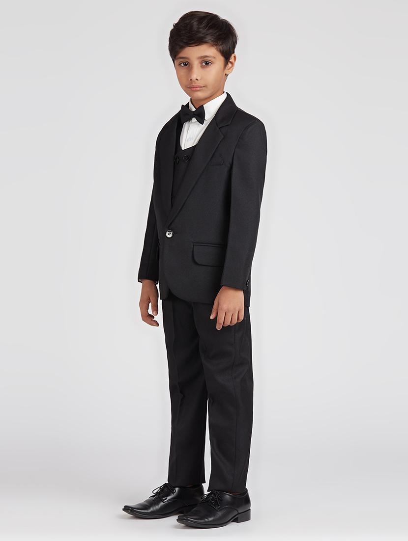boys black solids 3 piece party wear suit set - 21729464 - Standard Image - 2