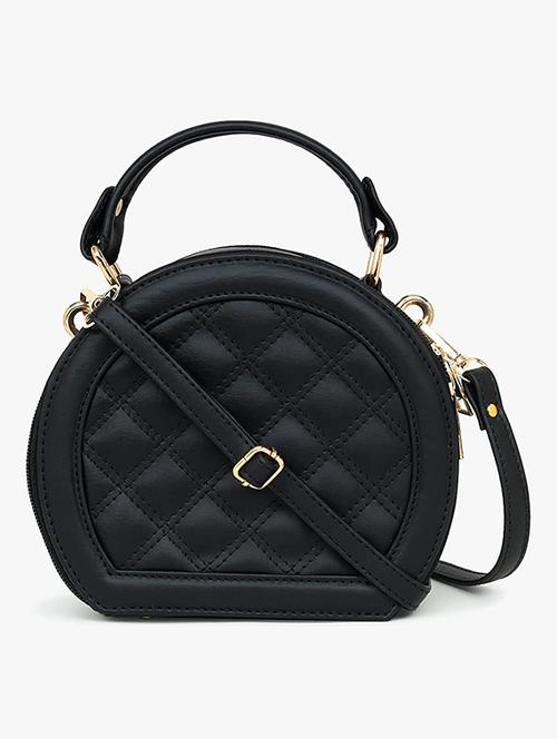 women black solid quilted sling bag - 21729570 - Very Small Image - 1