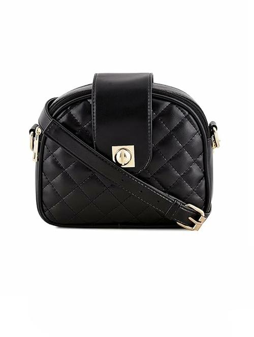 Women Black Solid Quilted Sling Bag - 21729574 - Very Small Image - 1