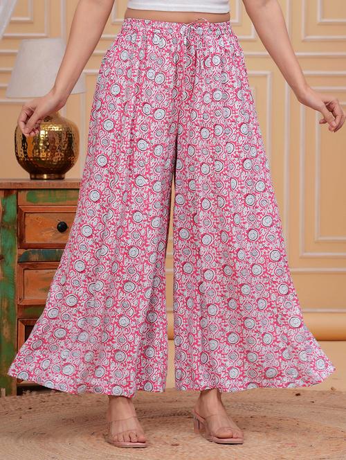 women printed mid rise flared palazzo - 21729677 - Very Small Image - 1