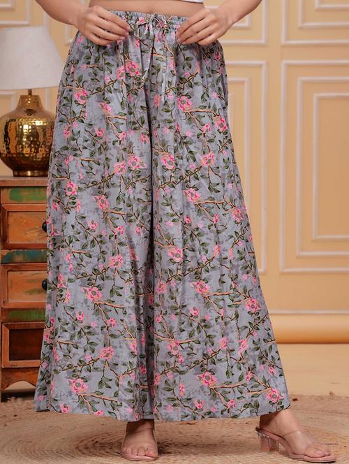 women printed mid rise flared palazzo - 21729678 - Very Small Image - 1