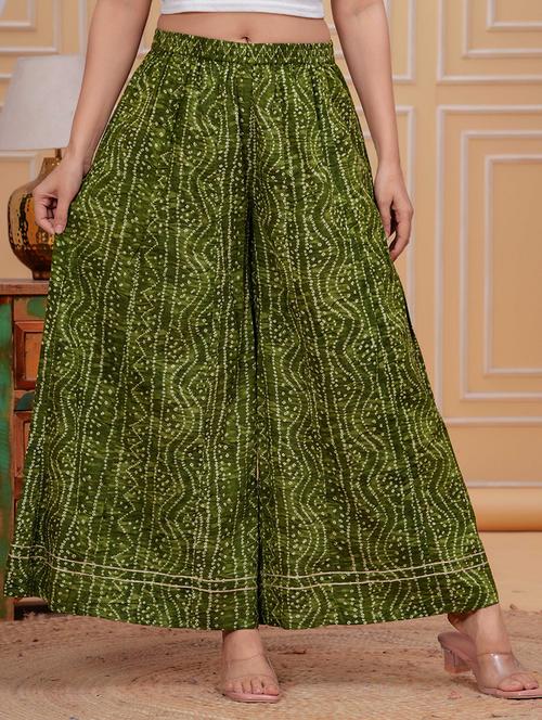 Women Bandhani Print Flared Palazzo - 21729680 - Very Small Image - 1