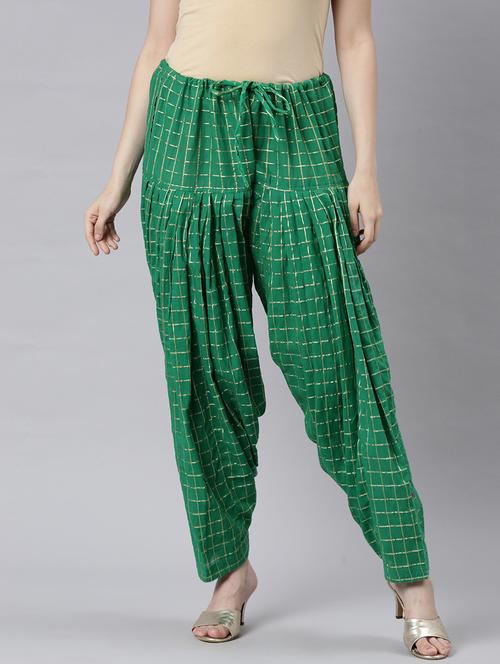 women green checkered mid rise salwar - 21729839 - Very Small Image - 1