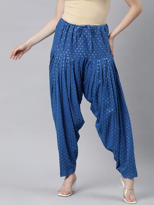 women blue printed mid rise salwar - 21729843 - Very Small Image - 1