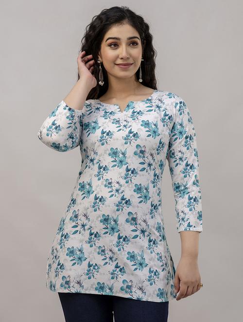 women floral three quarter sleeve straight kurti - 21729865 - Very Small Image - 1
