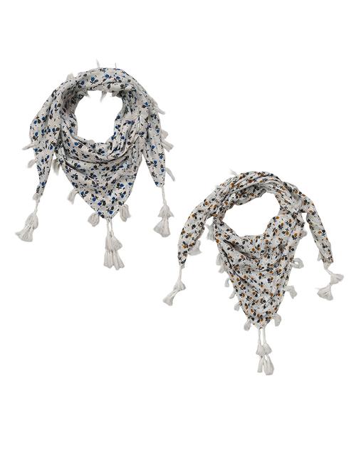 women pack of 2 printed tassel detailed scarves - 21730153 - Very Small Image - 1