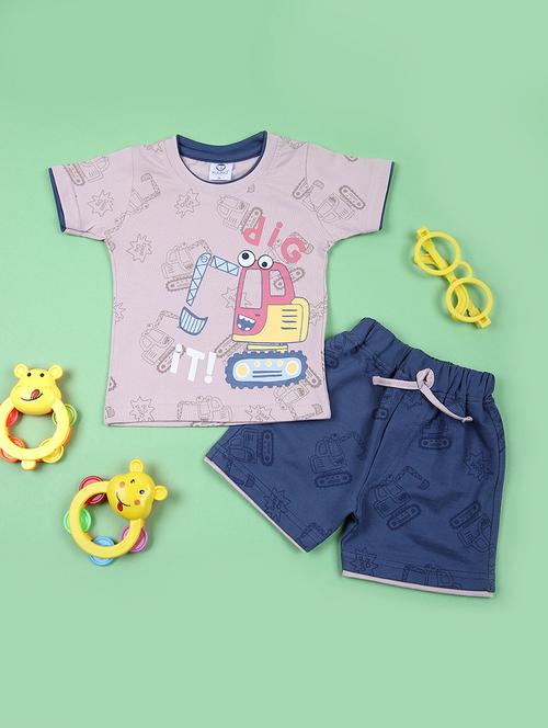 boys printed t-shirt & shorts casual wear set - 21730449 - Very Small Image - 1