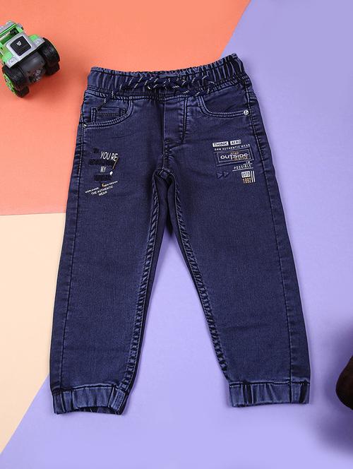 boys solid mid rise denim jogger jogger - 21730474 - Very Small Image - 1