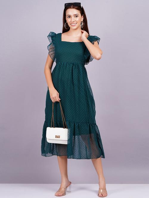 women self designed ruffled sleeves tiered dress - 21730862 - Very Small Image - 1