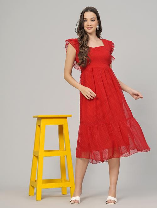 women self designed ruffled sleeves tiered dress - 21730865 - Very Small Image - 1