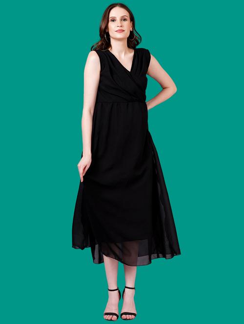 women solid sleeveles a-line dress - 21730883 - Very Small Image - 1