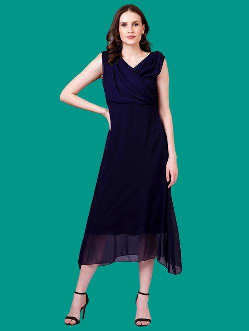 women solid sleeveles a-line dress - 21730884 - Very Small Image - 1