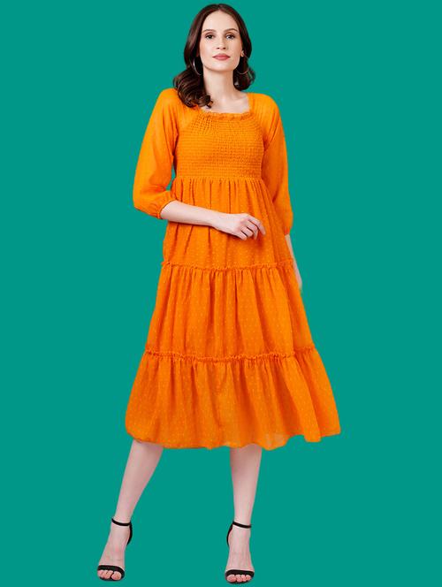 women self designed puff sleeves tiered dress - 21730888 - Very Small Image - 1