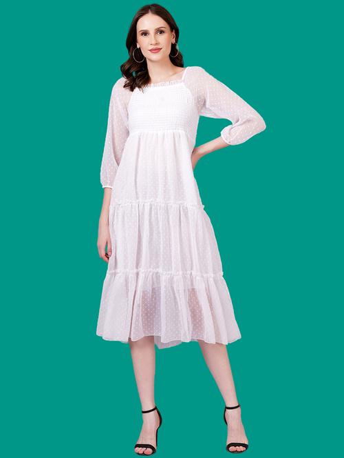 women self designed puff sleeves tiered dress - 21730891 - Very Small Image - 1