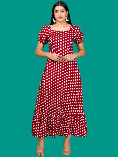 women printed puff sleeves tiered dress - 21730903 - Very Small Image - 1