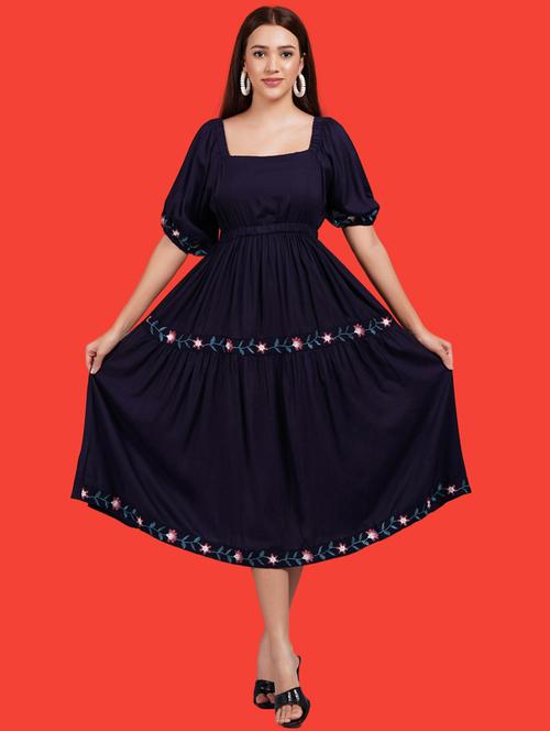 women embroidered puff sleeves tiered dress - 21730926 - Very Small Image - 1