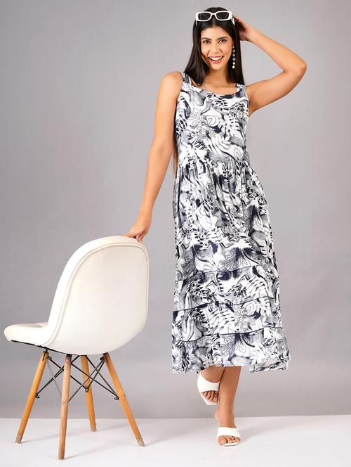 white viscose straight dress - 21730958 - Very Small Image - 1