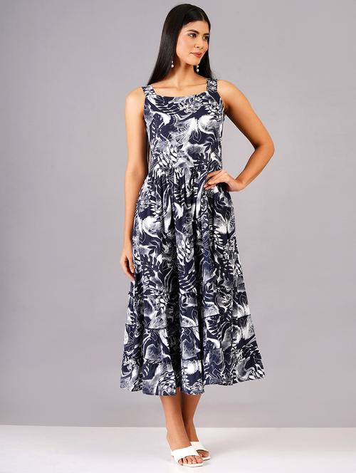 navy blue viscose straight dress - 21730959 - Very Small Image - 1