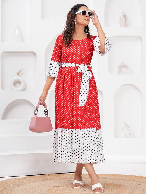 women polka doted bell sleeves tiered dress - 21730988 - Very Small Image - 1