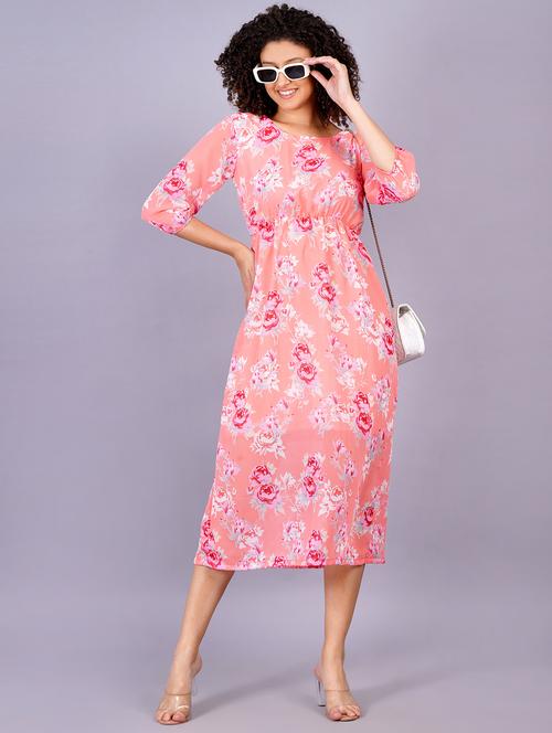 women floral print round neck a-line dress - 21731009 - Very Small Image - 1