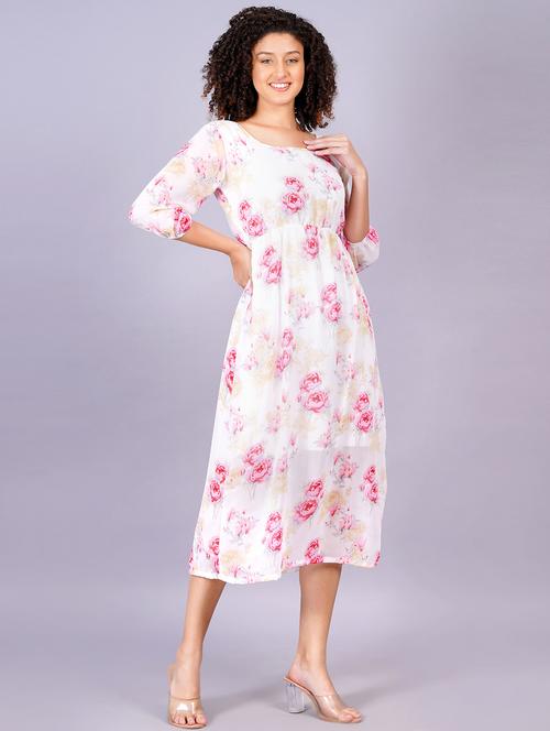 women floral print round neck a-line dress - 21731011 - Very Small Image - 1