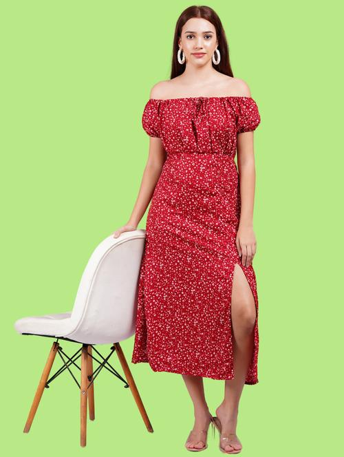 women printed off shoulder dress - 21731039 - Very Small Image - 1