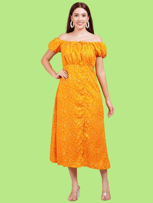 women printed puff sleeves a-line dress - 21731040 - Very Small Image - 1